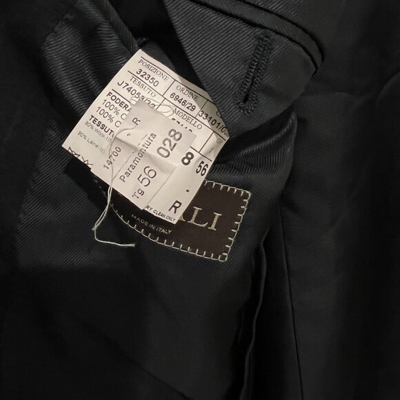 CANALI Black Chalk Striped 3-btn Cashmere Wool Overcoat Coat US 46 EU 56 - Picture 7 of 8